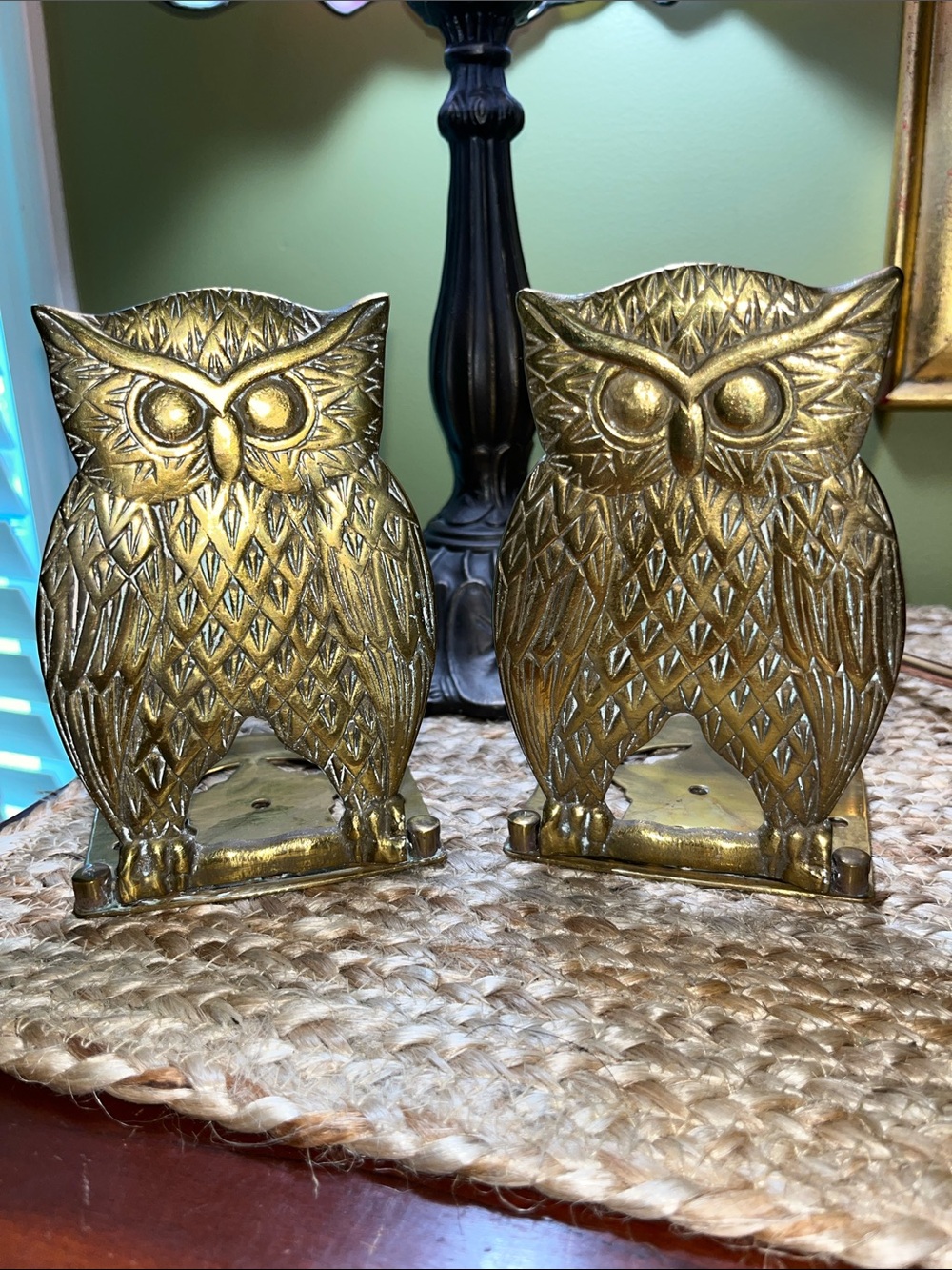 Vintage Brass MCM Owl FOLDING Bookends - Gold Owl